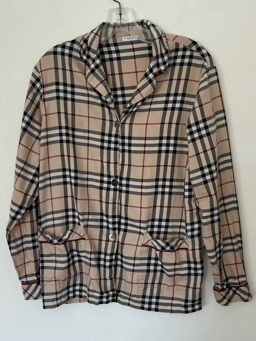 Burberry London Nova Check Button Front Shirt Beige Plaid Top M